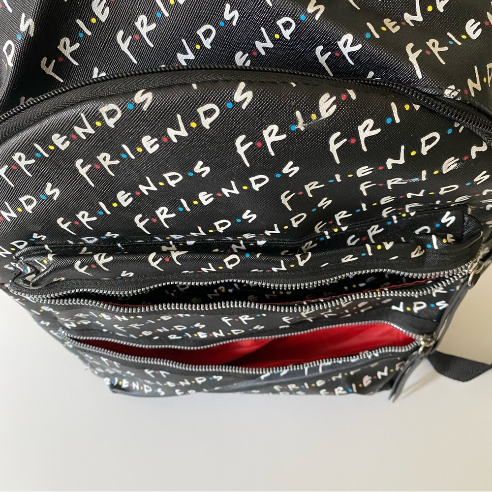 Friends, Black Multi-pocket Red Lining Backpack - Picture 3 of 6
